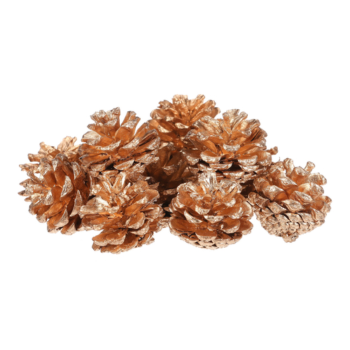Šišky - pravé borovicové, zlaté, cena za balení (12 ks)