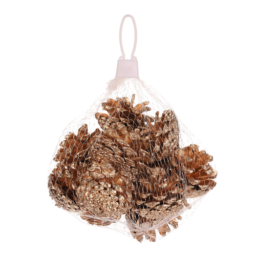 Šišky - pravé borovicové, zlaté, cena za balení (12 ks)