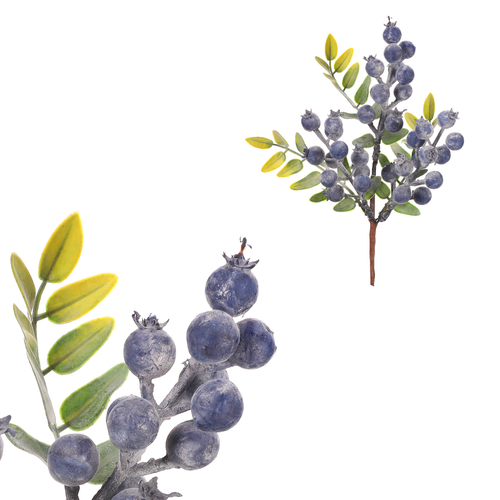 Bobule modré - umělý trs s lístky