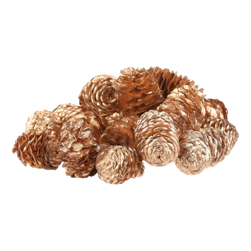 Šišky - pravé smrkové, zlatě barvené, cena za balení (18 ks)