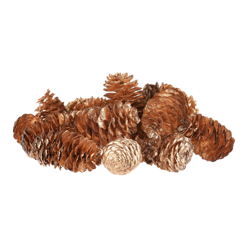 Šišky - pravé smrkové, zlatě barvené, cena za balení (18 ks)