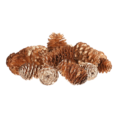 Šišky - pravé smrkové, zlatě barvené, cena za balení (18 ks)