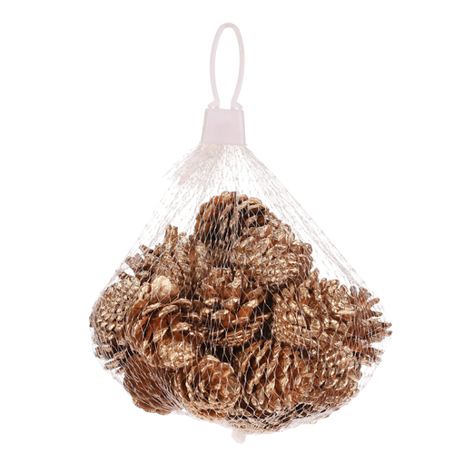 Šišky - pravé borovicové, zlaté, cena za balení (24 ks)