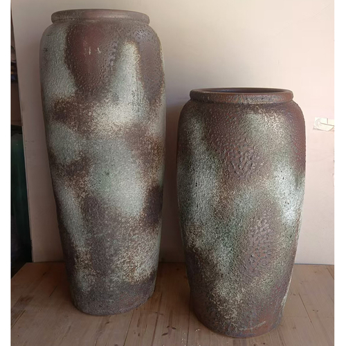 Váza keramická - výška 90 cm, hnědo-šedá