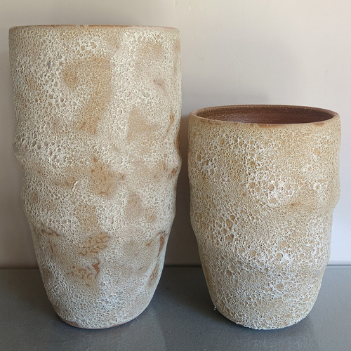Váza keramická - výška 49 cm, béžovo-hnědá