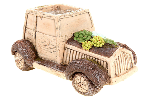 Auto - dekorace z magnesia, obal na květiny, imitace dřeva