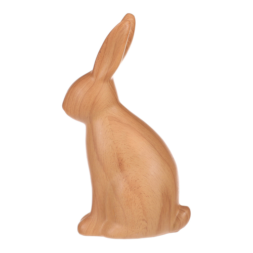 Zajíc - polyresinová figurka, střední, imitace dřeva
