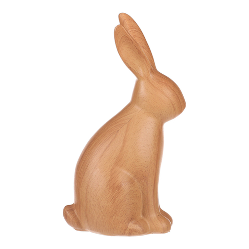 Zajíc - polyresinová figurka, střední, imitace dřeva