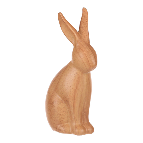 Zajíc - polyresinová figurka, střední, imitace dřeva