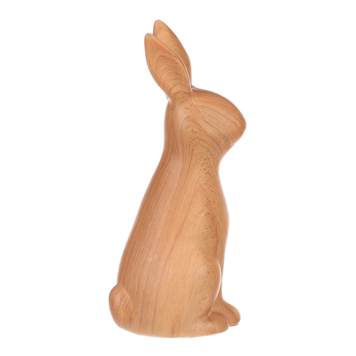 Zajíc - polyresinová figurka, malá, imitace dřeva