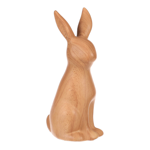 Zajíc - polyresinová figurka, malá, imitace dřeva